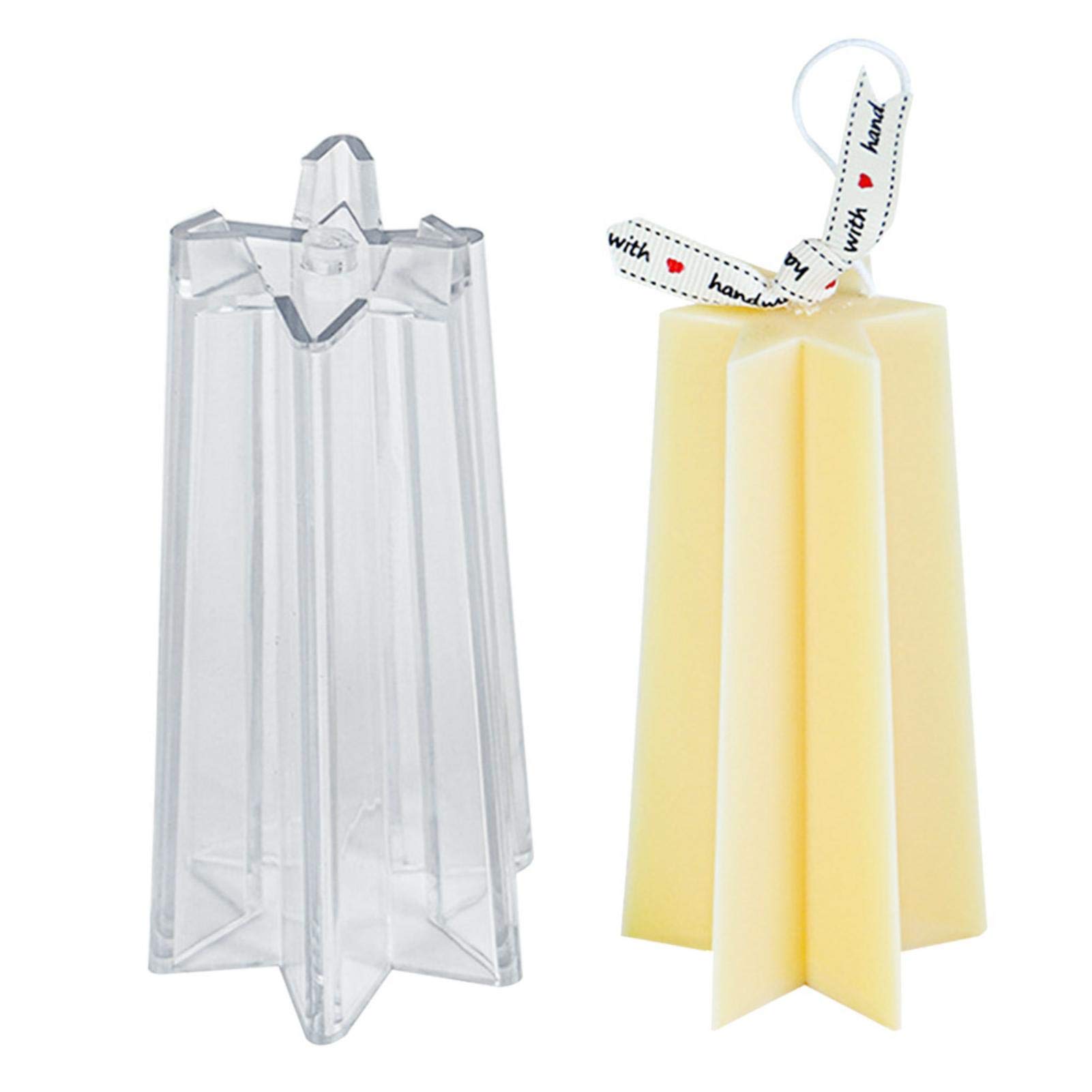 Candle Mould Hex Star Candle Mould, Handmade Clear Plastic Candlestick Mold, Scented Candles Dried Flower Soap Mold Clear Plastic Mold Pillar Candle Mould Can Be Used Many Times, Not Easy To Damage