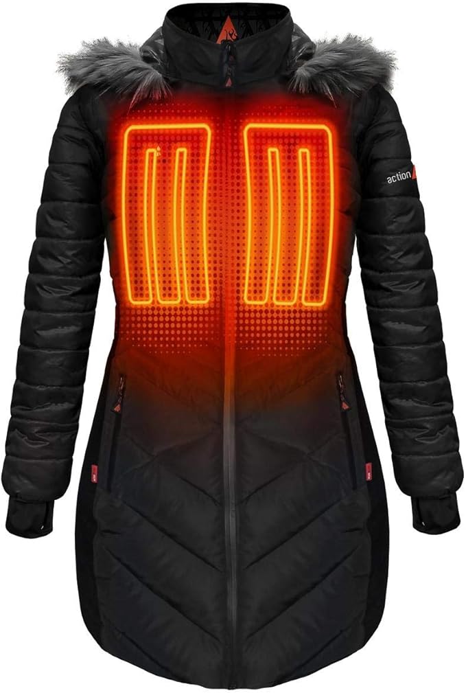 ActionHeat 5V Battery Heated Long Puffer Jacket for Women