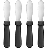New Star Foodservice Plastic Handle Stainless Steel Butter Spreader, 8.75-Inch, Black, Set of 4