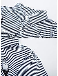 Jade Hare Vestido de verano para mujer, estilo vintage, manga corta, estampado a rayas, con cinturón, delgado, de algodón