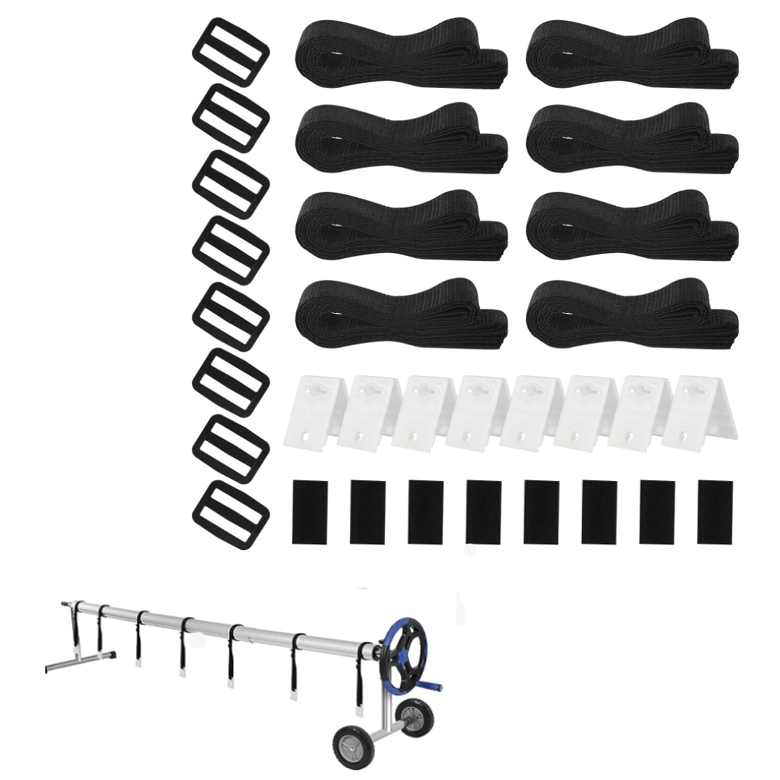 8Pc Universal Pool Cover Roll Attachments, Pool Solar Cover Reel Attachment Kit, Solar Roll-Up Pool Roll Up System, Pool Covers, Fixing Straps