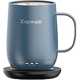 Kepwam Self Heating Coffee Mug T2, 16oz Smart Heated Coffee Mug, 150 Min Battery Life - Hot up to 149℉ Temperature Control Coffee Mug Warmer, Gifts for Dad Mom (No APP)