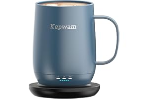 Kepwam Self Heating Coffee Mug T2, 16oz Smart Heated Coffee Mug, 150 Min Battery Life - Hot up to 149℉ Temperature Control Coffee Mug Warmer, Gifts for Dad Mom (No APP)