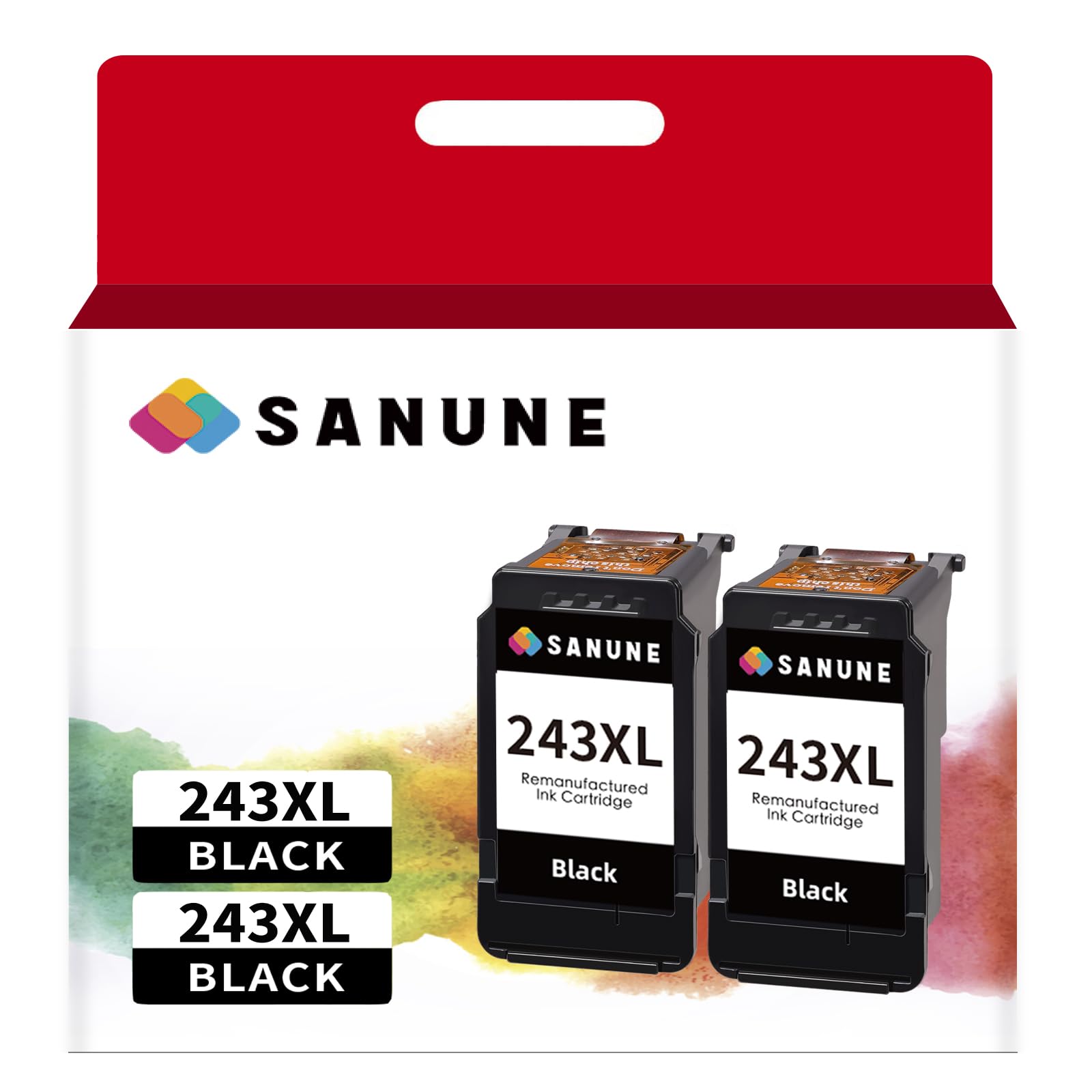 Photo 1 of SANUNE Remanufactured Ink Cartridge Replacement for Canon 243 243XL 245 245XL Black Ink Cartridge Compatible with Canon MG2522 MG2500 MG2520 MX490 MX492 TR4520 TR4522 TS3322 TS3122 Printer Ink 2 Pack