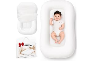 Mapotf Baby Lounger for Newborns 0-24 Months, Soft Breathable Cotton Infant Support Cushion for Tummy Time & Play, Portable I