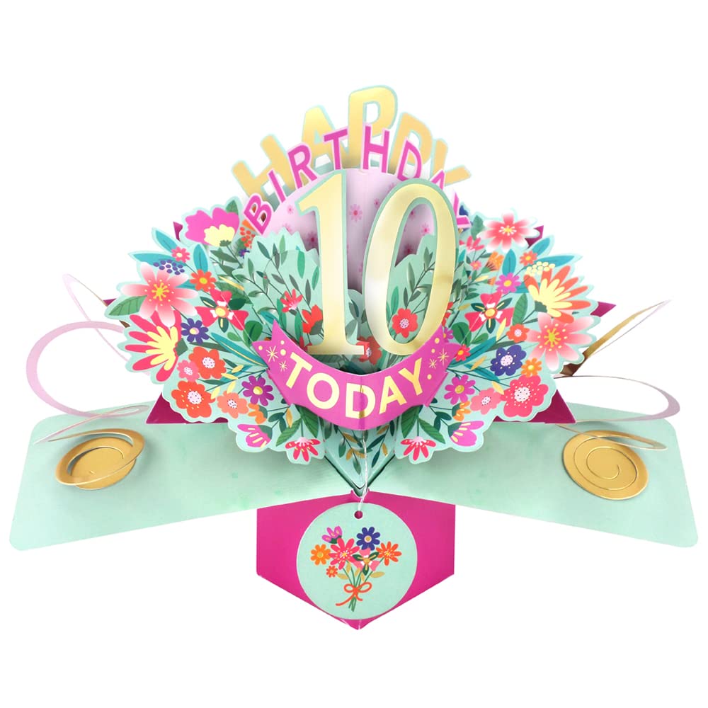 Happy 10th Birthday 10 Today Pop-Up Greeting Card Love Kate's Pop Up Cards Her POP215MC10