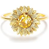 STORYJEWELLERY Gifts for Women, Sunflower Ring, Birthday Gifts for Mom Daughter Sister and Friend, Present for Wife and Girlfriend