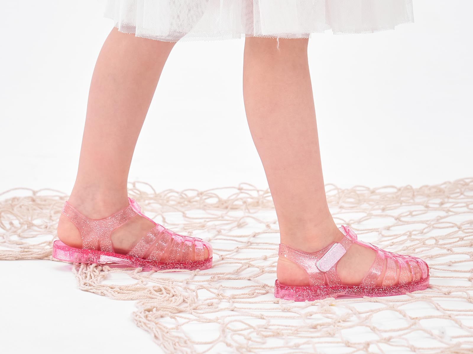 GUGUYeah Jelly Sandals for Girls,Closed Toe Princess Costume Summer Dress Shoes Fisherman Gladiator Water Beach Flat Sandals for Toddler/Little Kid/Big Kid