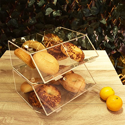 Ikee Design Acrylic Display Case Storage w/ A Hinged, Slanted Door & A Divider, 2 Compartments