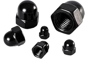 M10-1.5mm Acorn Cap Nuts (10-Pack), Black Zinc Plated Carbon Steel, Metric Hex Dome Nuts for Decorative & Structural Use