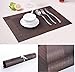 Homcomoda Vinyl Brown Placemats Heat Resistant Dining Table Mats Non-slip Washable Place Mats Set of 4(Brown)