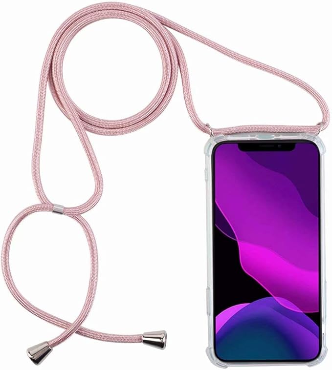 2ndSpring Funda con Cuerda Compatible con OPPO Find X2 Lite,Colgante Collar Correa de Cuello Cadena Cordón,Rose Gold