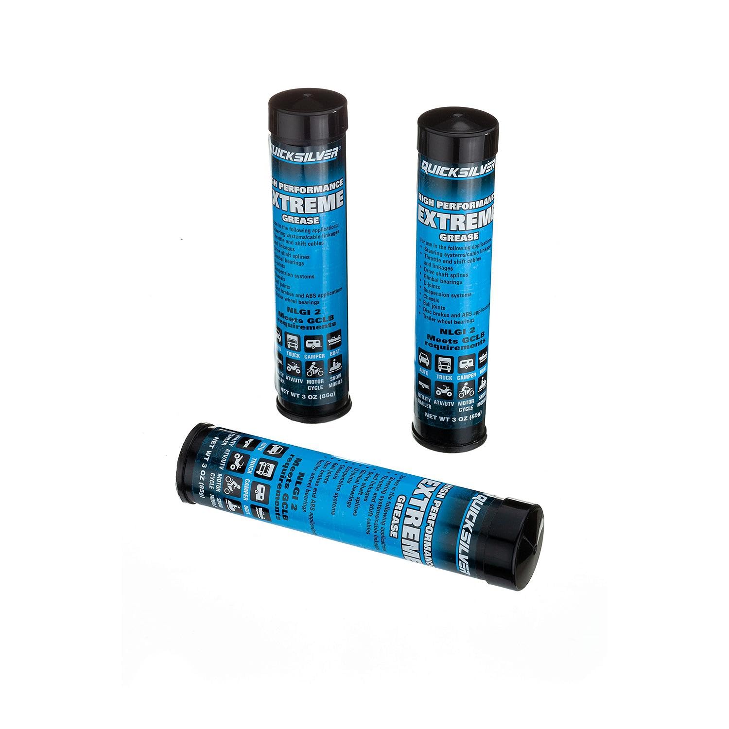 Photo 1 of Quicksilver 8M0071837 High Performance Extreme Grease/Lubricant with PTFE, 3-Oz. Cartridges, Pack of 3