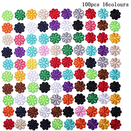 SHELCUPCool Embroidered Iron Patches, for Jackets, Packs, Jeans, Assorted Styles, 100pcs Flowers