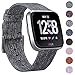 EZCO Compatible Fitbit Versa Bands, Woven Fabric Breathable Watch Strap Quick Release Replacement Wristband Accessories Compatible Fitbit Versa Smart Watch Women Man, Vintage Grey