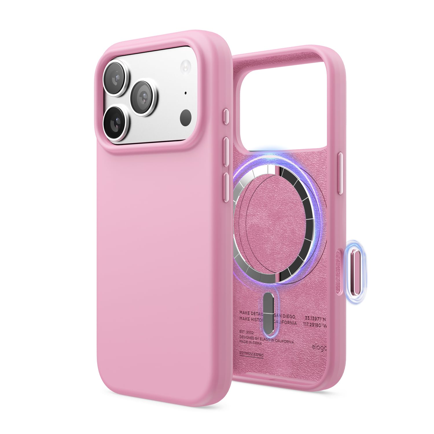 elago Funda Magnética de Silicona para iPhone 17 Pro 6,3'' - Compatible con MagSafe, Silicona Líquida Premium, Funda Protectora, Antigolpes, Perfil Delgado (Rosa Caliente)