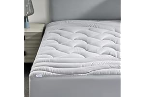 SLEEP ZONE King Size Cooling Mattress Pad, Premium Zoned Quilted Fitted Mattress Topper, Elastic Mattress Protector Cover, Ma