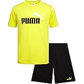 PUMA Boys 2 Piece Cotton Tee &amp; Active Performance Shorts Set (Sizes 4-16) | Breathable Performance Fabric, Lightweight Comfortable Fit, Short Sleeve Crewneck, Great for Sports &amp; Active Play