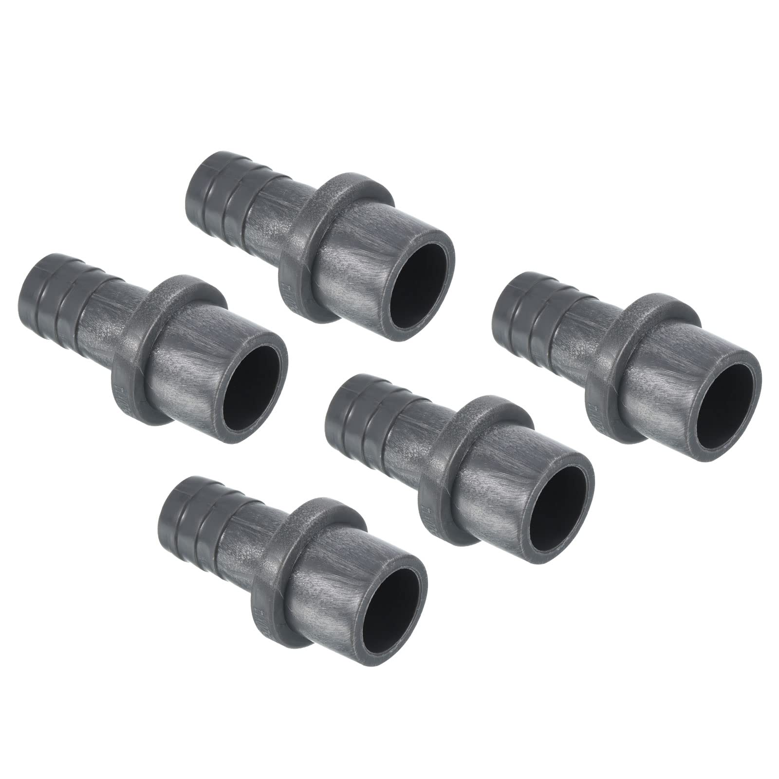 PATIKIL UPVC Reducer Pipe Fitting 20mm OD 15mm Barbed, 5 Pack Straight Coupling Adapter Connector, Grey