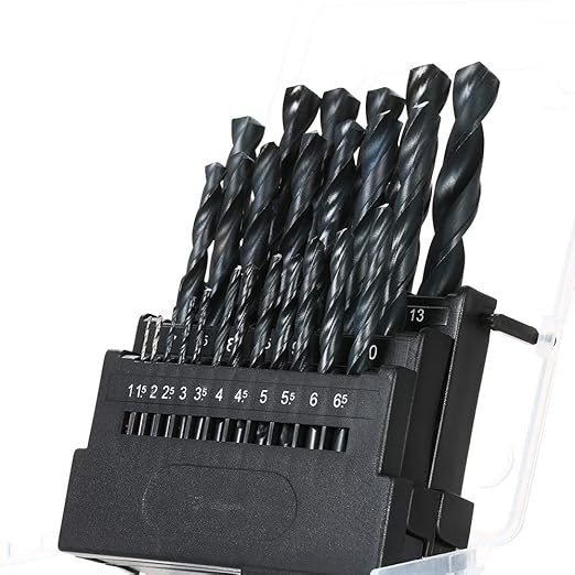 Festnight Twist Drill 25pcs HSS Twist Drill Bits Set Multi-Purpose High Speed Steel(HSS) Drills Straight Shank Woodworking Drill Bit for Stainless Steel Pozi Screw Bits 1mm-13mm