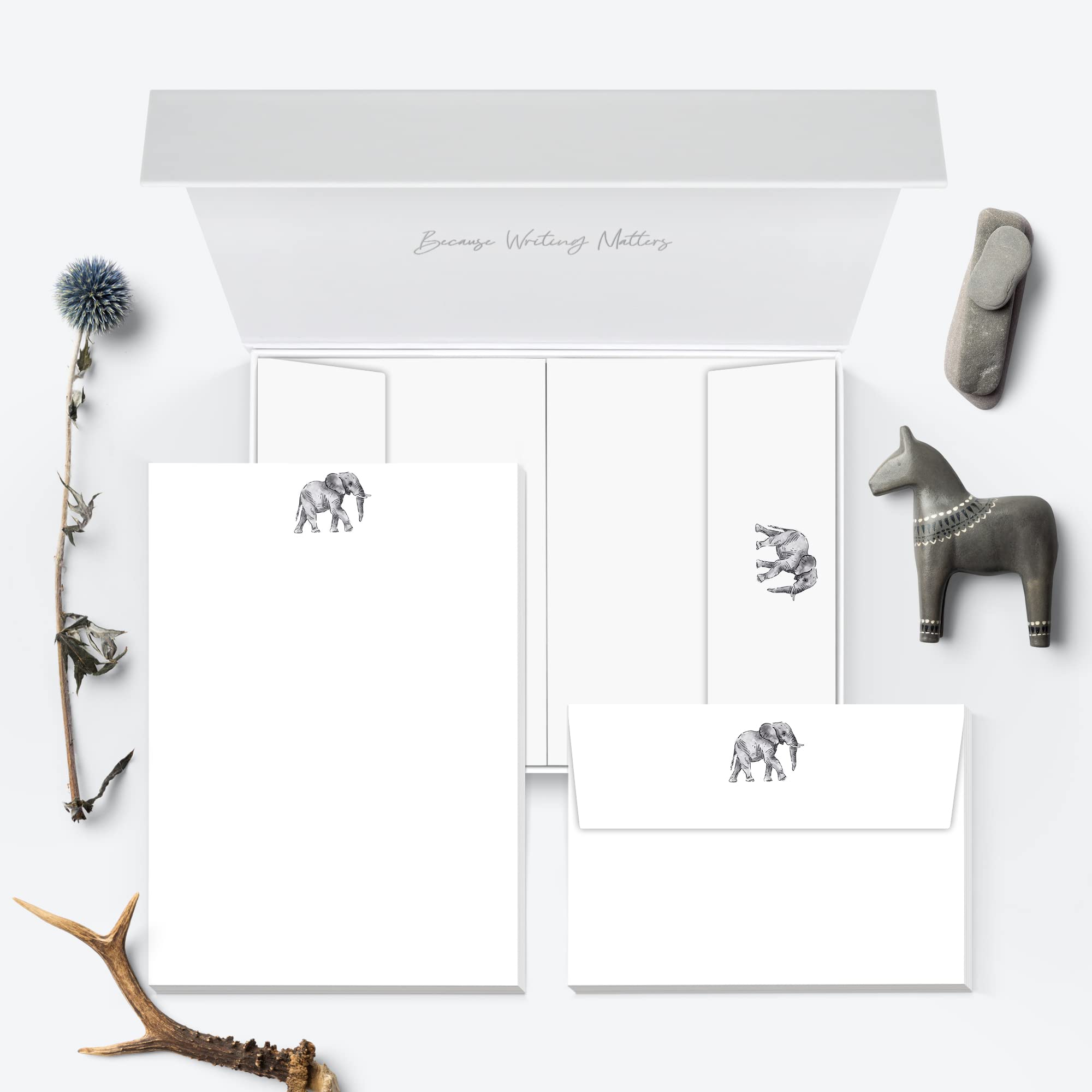 Me Loovely Elephant Letter Writing Paper and Envelopes Set A5 Size Animal Writing Papers Stationery Supplies | Christmas Gifts (40 Letters & 40 Envelopes in Custom Gift Box)