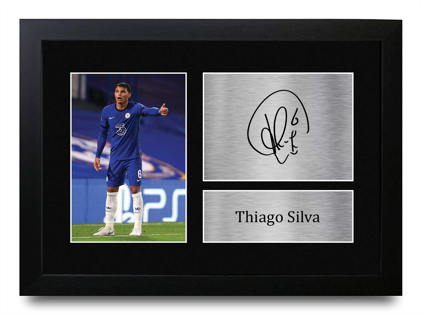 HWC Trading A4 FR Thiago Silva Presents Printed Signed Autograph Picture for Fans and Supporters - A4 Framed