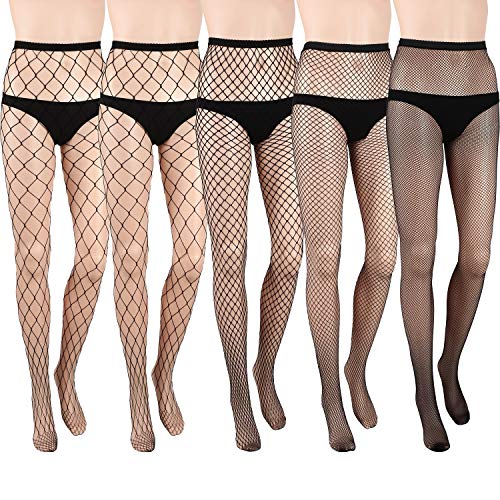 SATINIOR-5-Paia-Calze-a-Rete-Incrociate-Collant-a-Rete-Calze-a-Rete-per-Donna