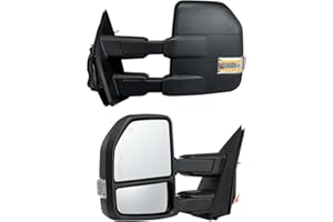 VEVOR Towing Mirrors Fit for 2015-2018 Ford F150, Power Heated with Signal Light LED Arrow Signal Light & Puddle Light, Plane & Convex Glass, Manual Controlling Telescoping Folding, Black