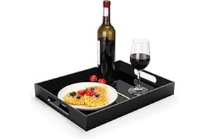 Cilinta Home Decorative Coffee Table Tray, 10"x10" Elegant Acrylic Serving Trays with Handles Works for Eating, Breakfast, Ma