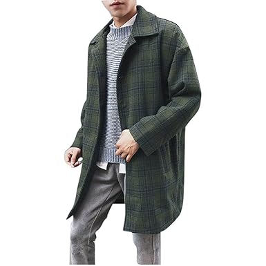 Amazon Spinas スピナス メンズ チェック柄 コート ステンカラー