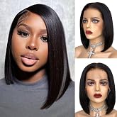 Bilisar 14 Inch Straight Lace Front Wigs Human Hair for Women 180 Density HD Transparent Lace Front Wigs Human Hair Pre Pluck