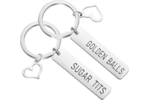 CENWA Funny Couples Gift His and Her Keychain Set Golden Balls Sugar Tits Wedding Gift Inappropriate Gift