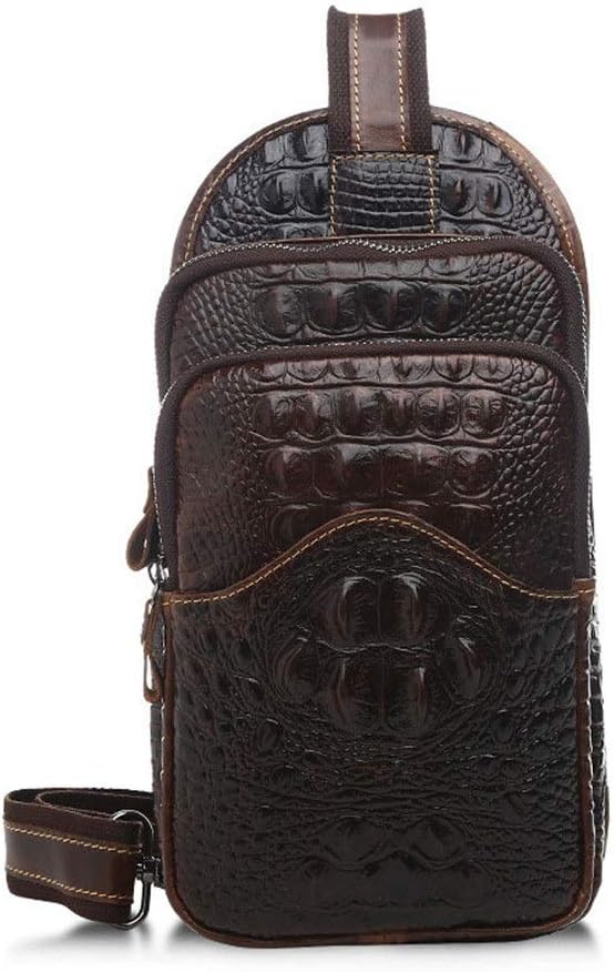Men's Chest Pack, Men's Sling Bag,Crocodile Pattern Retro Leather Casual Shoulder Crossbody Chest Bag Travel Hiking Daypacks Mini Small Retro Casual Messenger Bag