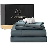 Overket 100% Egyptian Cotton Sheets King Size 4PCS 1000 Thread Count Sateen Weave Soft Breathable 16-Inch Deep Pocket (King,Lake Blue)
