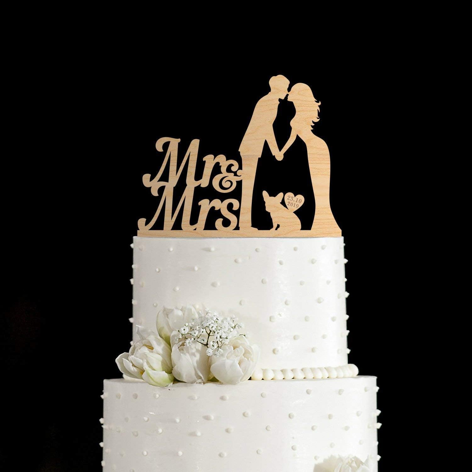 Karens Cake Toppers Decoration De Gateau De Mariage Bouledogue Francais Mr Et Mrs Avec Decoration De Gateau De Mariage Motif Bouledogue Francais 986 Ustensiles A Patisserie Figurines Pour Gateaux