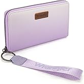 Wrangler Purple Wallet for Women RFID Wallets, Card Cases & Money Organizers Ladies Female Large Wristlet Wallet Chic Phone Credit Card Clutch Wallets with Smooth Zipper and ID Window