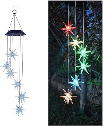 VNEIRW LED Solar Windspiele Lichter mit 6 Seeigel, Solar Farbwechsel