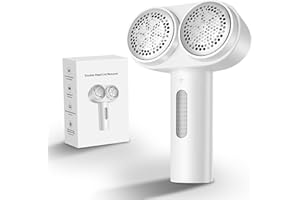 HANDZEE Power Fabric Shaver, Professional Pilling Remover, Dual-Head Electric Lint Remover 2nd Gear Adjustable Speed, 6 Blades Large Fuzz Pill Remover for Clothes Sweater Couch Furniture White