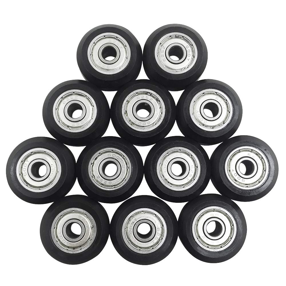 AFUNTA 12 Pcs Big Plastic Pulley Wheels with Bearings Gear Perlin for 3D Printer, Compatible with CR-10 / CR-10S / CNC Router Hybrid - Black