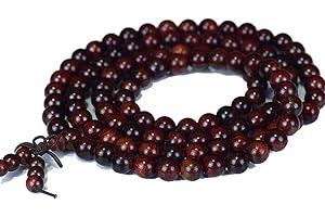 JAJAFOOK 6mm 8mm 10mm 12mm Natural Fragrant Mahogany 108 Mala Meditation Beads Tibetan Buddhism Prayer Beads Round Polished Rosary for Men Women