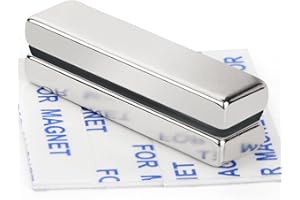 DIYMAG 2 Pack Strong Neodymium Bar Magnets, Powerful Rare Earth Magnets Heavy Duty Metal Neodymium Magnet with Double-Sided Adhesive for Fridge Kitchen DIY Craft and Office Science, 40x10x5mm