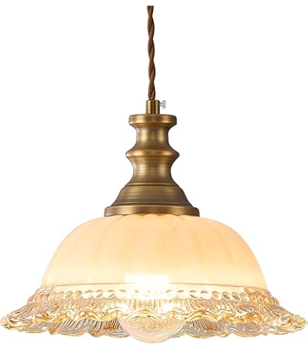 Industrial Pendant Light Vintage Brass Glass Pendant Light Modern Flower Glass Lampshade Chandelier E27 Copper Hanging Ceiling Lighting Fixture for Kitchen Island Restaurant Dining Hall Corridor ( Col