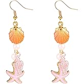 YISXVD Summer Pearl Shell Conch Starfish Tassel Earrings Boho Beach Dangle Drop Earrings for Women Nautical Seashell Jewelry