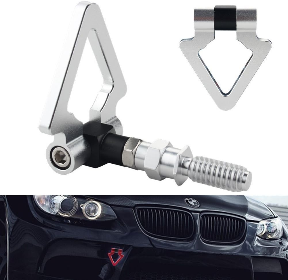 JUDING Triangle Tow Hooks Ring Front Rear Silver Fits Euro Auto E46 E81 E30 E36 E90 E91 E92 E93 1 3 5 6 7 Series & Mini Cooper