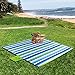 WolfWise 79″x79″ XXL Picnic Blanket Extra Large Fleece Beach Mat with Waterproof Backing Anti Sand, Blue Green Stripesthumb 2