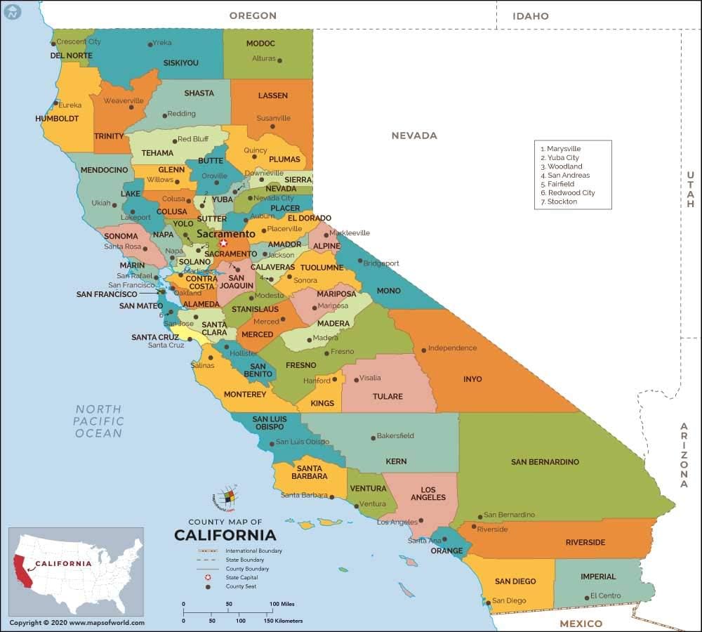 Printable California County Map