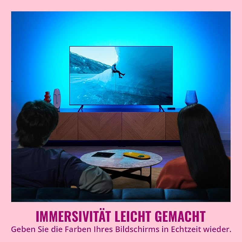 HDMI Sync Box mit TV-Beleuchtung - Synchronisiert Licht zu Ihren Filmen, Spielen und Musik -HDMI 2.0 - RGBIC LED Strip für 75"-85" Zoll TVs - App/Sprachsteuerung, funktioniert mit Google und Alexa