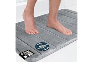 GORILLA GRIP Memory Foam Bath Mat, Soft Absorbent US Designed Bathroom Rug, Gripping Dots Machine Washable Bathmat, Cushioned Floor Mats, Shower Sink Rugs Room Décor Accessories, 24x17 Graphite Gray