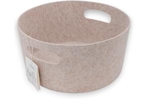 Welaxy Storage basket organizer bins bucket shelf baskets for magazine books kids toys pet toy junk organize (Oatmeal)