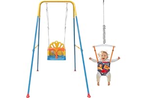 YOZOIA Foldable Toddler Swing Set and Baby Jumper, Indoor & Outdoor Use, Baby Bouncer Jumper, Safe and Durable Swing Set for Backyard (Blue)